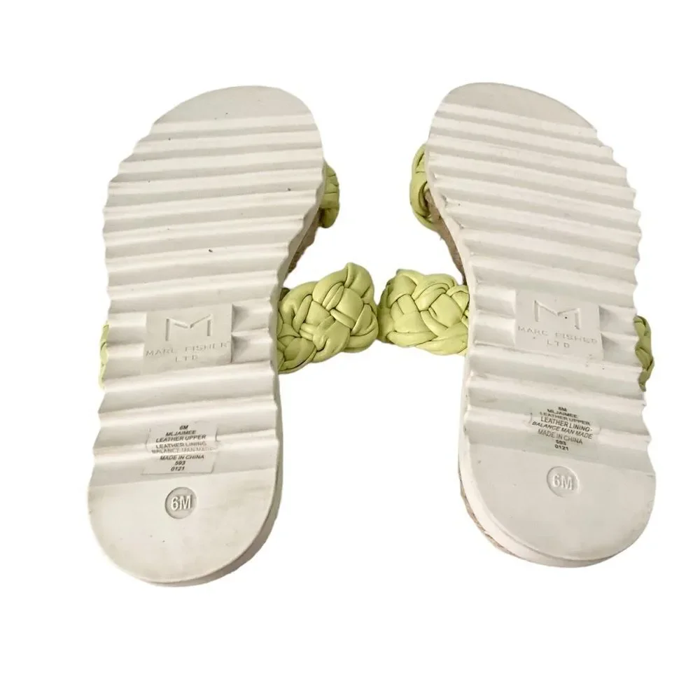 Marc Fisher Ltd Jaimee Espadrille Slide Sandal in Citron Leather Size 6M